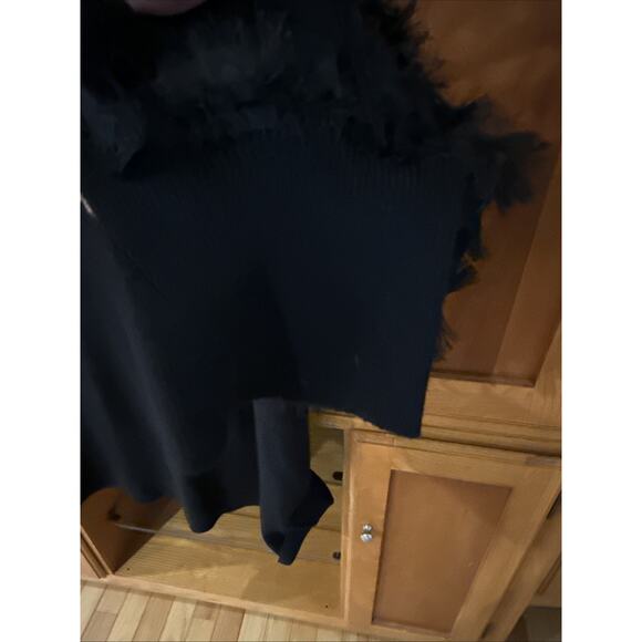 Sioni Milano Black Top With Tassel Fringe Sheer Detailed Sleeves Size 2X New - Picture 3 of 6